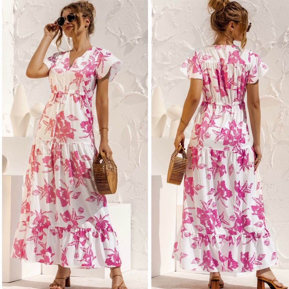 Pink Floral Maxi Dress - Picture 2 of 2